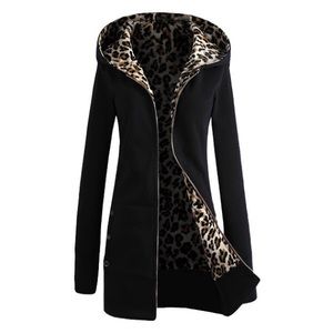 Sexy Hooded Inside Leopard Printed Thick Hoodie